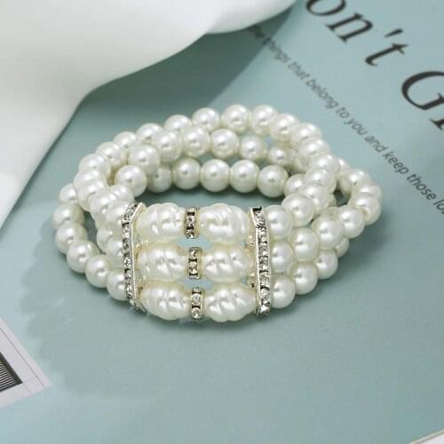 New Summer Pearl Beaded Statement Bracelets For Women Bridal Luxury Multilayers Pearl Bracelet Wedding Party Jewelry Bijoux