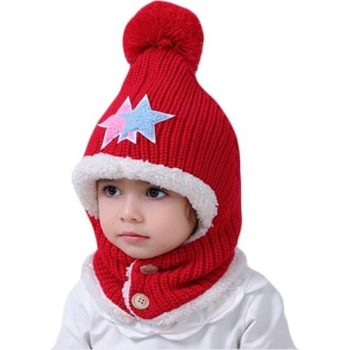 New Winter Children Plush Hat Scarf Sets Child Hooded Caps Baby Winter Hats Masked Hood Cap for Boys Girls Kids 1~12 Years Old