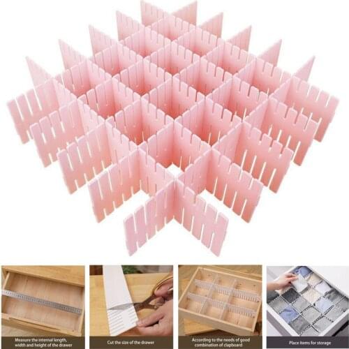 Adjustable Plastic Drawer Divider DIY Storage Shelves Household Free Combination Partition Board Space-saving Division Tools