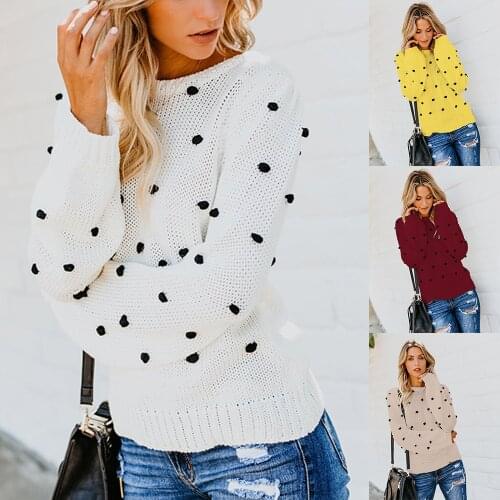 S-XL o neck long sleeve sweater autumn winter dot knitted sweater casual leisure brand christmas sweater