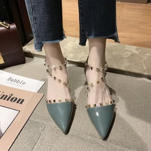 High Heel Sandals Rivet Fashion Transparent Shoes Modern Sandals Pointed Toe Brand Womens Shoes Platform Sandals