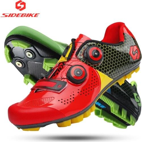 Sidebike cycling shoes carbon mountain bike shoes men MTB self-locking athletic racing ultralight breathable wear-resisting red