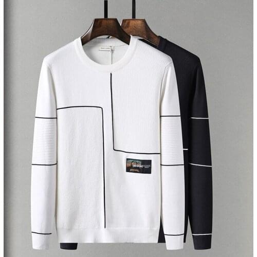 Harajuku Men New Sweaters 2021 Fall Winter Korean Round Neck Casual Sweater Fashion Trend Long-Sleeved Comfortable Mens Sweater