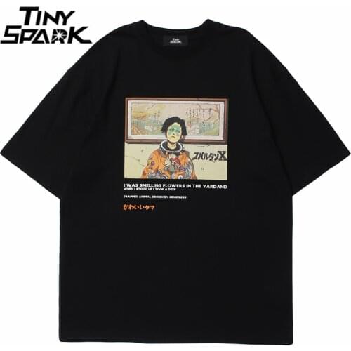 Hip Hop Streetwear T Shirt Japanese Kanji Anime Boy Print Tshirt Harajuku Cotton Short Sleeve Tops Tees 2021 Men Summer T-Shirt
