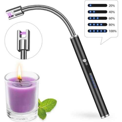 USB Lighter Kitchen Long Barbecue Candle Gas Stove Rechargeable 360 Degree Rotating Windproof Plasma Flameless Cigarette Lighter