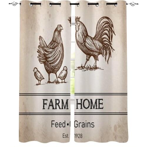 Farm Animal Chicken Retro Blackout Curtains For Living Room Bedroom Printed Window Treatment Drapes Home Decor