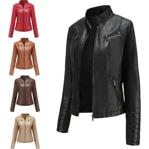 Womens Ladies Slim PU Faux Leather Jacket Short Biker Jacket Coat