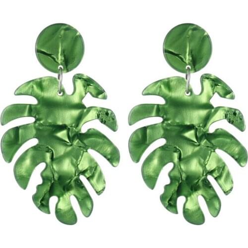 QiHit Trendy Dangle Big Earrings Acrylic Resin Leaf Geometric Long Earring For Woman Fashion Ethinc Drop Earrings 2019 Jewelry