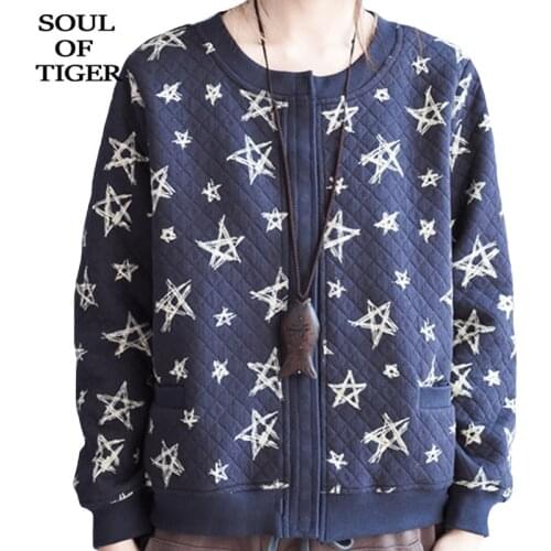 SOUL OF TIGER 2020 Chinese Fashion Style Womens Printed Coats Ladies Loose Padded Warm Winter Jackets Vintage Oversized Clothes
