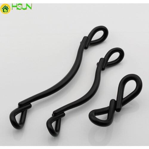 2 pcs Black Drawer Drawer Pull Handle Unique Cabinet Handles Knobs Kitchen Door Handle Furniture Hardware