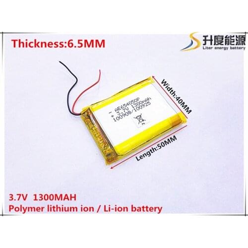 3.7V,1300mAH [654050] PLIB (polymer lithium ion / Li-ion battery ) for Smart watch,GPS,mp3,mp4,cell phone,speaker