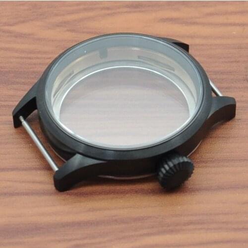 43mm black case sapphire glass pvd sterile Stainless steel case fit ST36 6497 6498 movements