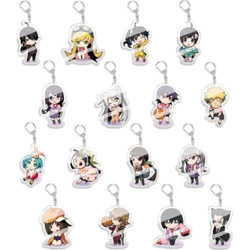 5-10pcs Fashion jewelry Key chain Bakemonogatari Oshino Shinobu Araragi Koyomi Senjougahara Hitagi Figure toy KeyRing Pendant