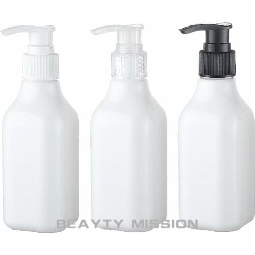 BEAUTY MISSION 24pcs 200ml Square white empty lotion pump cosmetic bottles,DIY shower gel bottle,handmade shampoo container