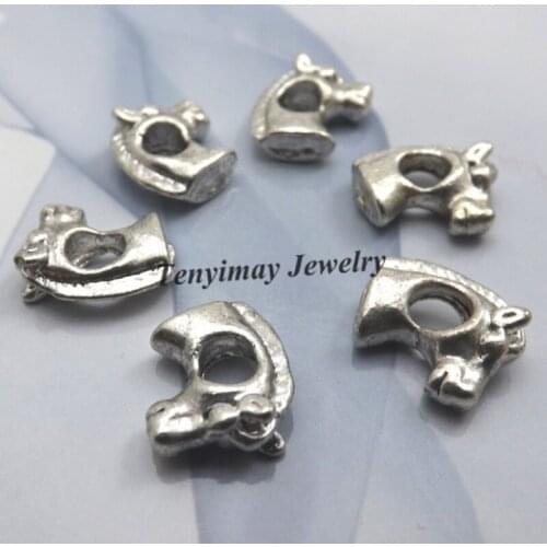 Horse Head Shape Antique Alloy Beads European Charm Beads For Snake Chain Bracelet LB825