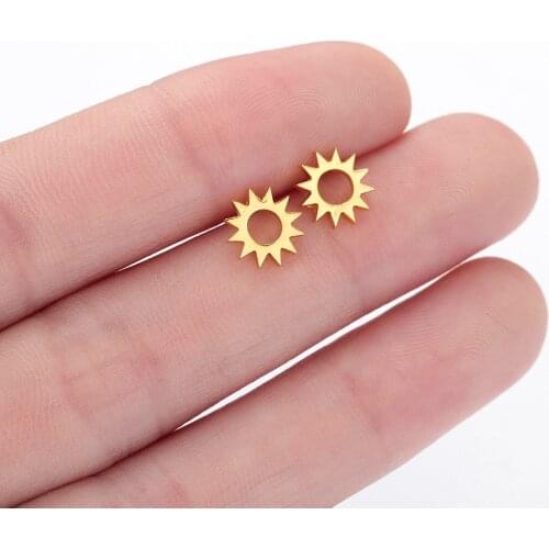 Chandler Tiny Small Stainless Steel Sun Earring For Women Hollow Out Tiny Small Metal High Quality Wholesale Drop Shipping