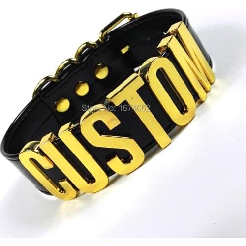 Personalised Women Men Unisex Gold Letter Choker 100% Handmade 35mm Tall Name Collar Safe Word Custom Choose Letter Necklace