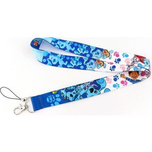 E3314 Cartoon Blue Dog Pattern Kids Lanyard Keychains Accessory For Mobile Phone USB Badge Holder Key Strap Neck Rope