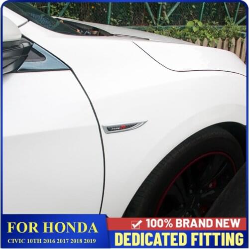 For Honda Civic Type R 2016 2017 2018 2019 Car Body Fender Side Label Sticker Side Wing Fender Badge Emblem Cover Trims