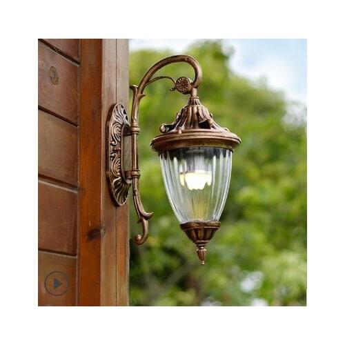 European LED Wall lamp Outdoor Wall Sconce Lighting Waterproof Garden Wall Light Fixtures Aluminum Glass Vintage Porch Lights