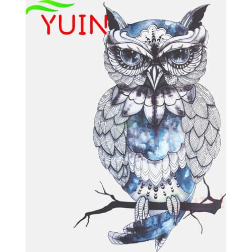 Personalized Hand-painted Blue Owl Car Sticker Fashion PVC Bumper Decoration Accessories Motorcycle Waterproof Decal 17*10cm