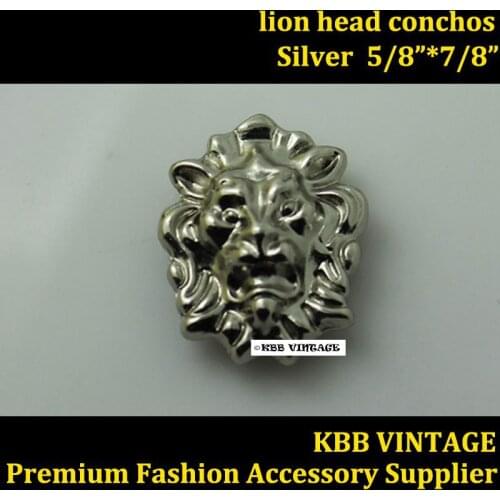 KBE04) Wholesale 50pc Small Lion-Head Conchos Screwback Conchos Leathercraft Silver