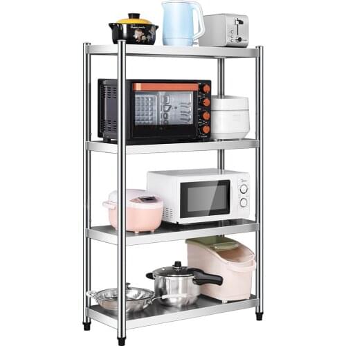 Stainless steel kitchen rack floor-to-ceiling multi-layer microwave oven put pot storage shelf shelf three-layer storage rack