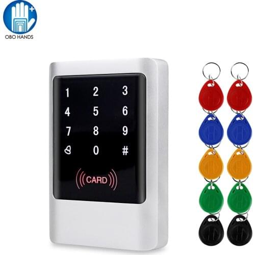 Metal Waterproof RFID 125KHz or 13.56MHz Standalone Access Control Keypad with Touch Screen Panel + 10pcs Keyfobs