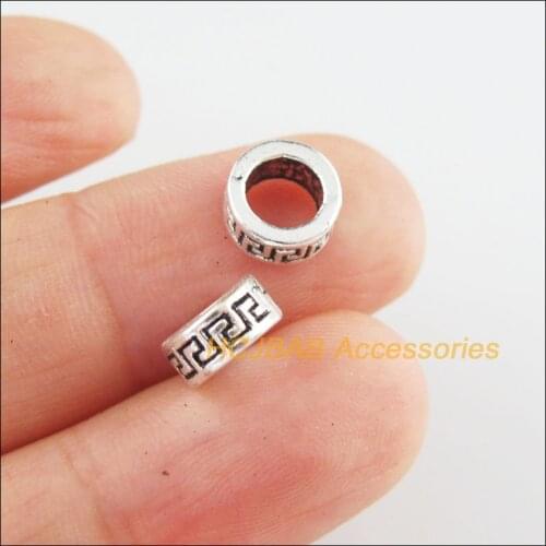 Fashion 25 New Round Circle Charms Tibetan Silver Tone Flower Spacer Beads 8mm