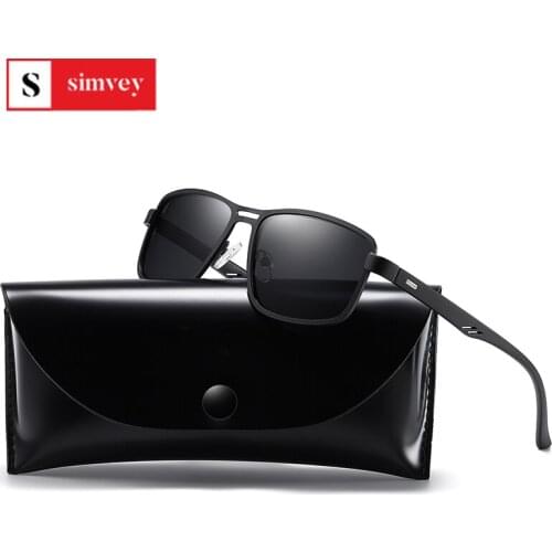 Simvey Best HD Polarized Sunglasses for Men Square Alloy Driving Sunglasses UV400 Protection Polarised Glasses