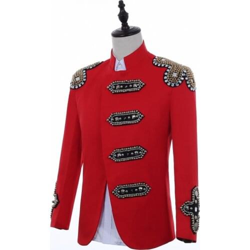 Men clothing nightclub male singer stage costume hip-hop street dance costume magician bridegroom best man wedding dress