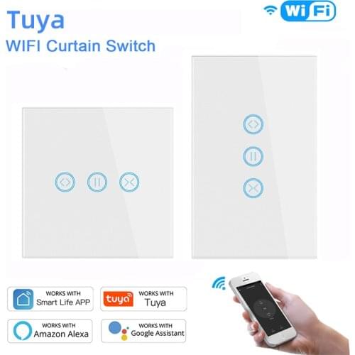Tuya Smart Life,Touch EU US WiFi Roller Shutter Curtain Switch for Electric Motorized Blinds,Remote Control by Alexa,Google