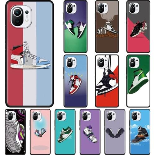 Sneakers Shoe Black Shell for Xiaomi Mi Poco X3 NFC 10T 9T Note M3 11 10 9 8 A2 F1 SE CC9 CC9E Lite Pro 5G Soft Cover