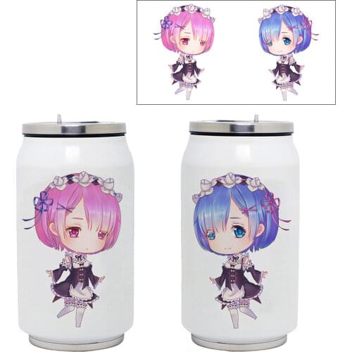 Anime Re: Zero Starting Life In Another World Rem & Ram Thermoses Insulated Water Bottle Cartoon Gifts for Adult Vacuum Flasks