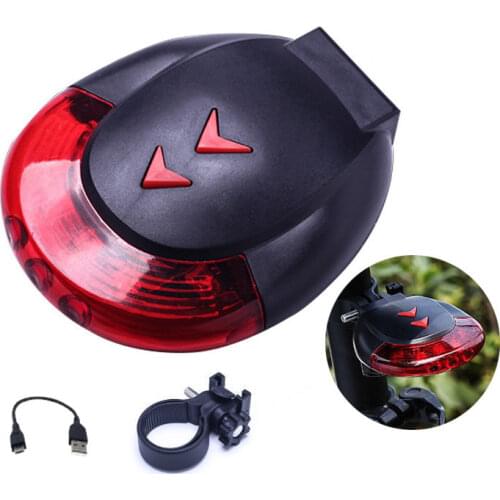 Waterproof Bicycle Tail Light USB Rechargeable Laser Bike Rear Light Night Cycling safety warning Back LED Lamp