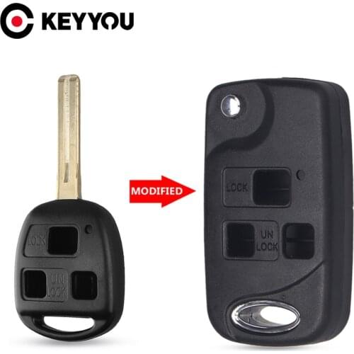 KEYYOU Replacement Modified Remote Flip Car Key Shell Case For Lexus IS200 LS400 RX300 GS300 Fob Auto Keys Case Cover