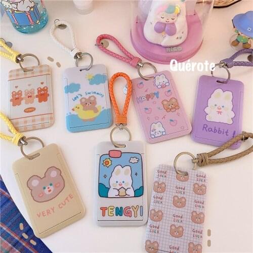 Cute Rabbit ABS Drawer Type Card Holder Credit ID Bank Card Bus Card Protective Case Korean Stationery