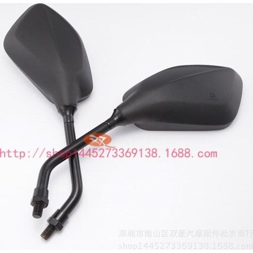 Black Motorcycle Rear View Mirror Simple Installation Plastic Shell Metal Rod Modification Accessories 10mm 8mm Universal