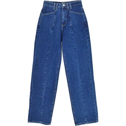 Women Jeans Autumn 2021 Straight Washed Blue Denim Pants Loose Casual Style High Waist Harem Trousers Female Streetwear C3057