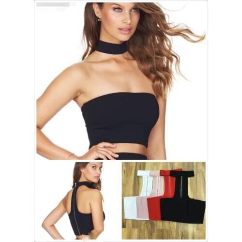 Sexy women elastic stretch celebrity bandage top halter neck multi solid colors tight cute sweet singlet dropshipping wholeaslae