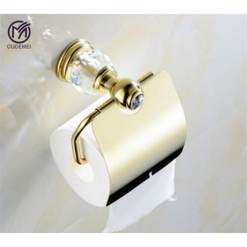 Gold Chrome Toilet Paper Holder Brass Wall Mounted Tissue Paper Rack Bathroom Accessories Set