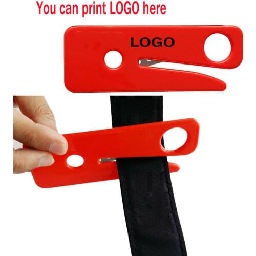 100pcs logo print Safety Knife Box Opener Seat Belt Cutter Shrink Wrap Tape Cutter