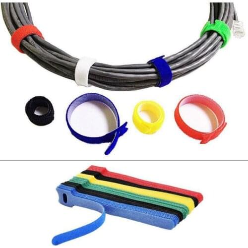50Pcs Reusable Black Cable Cord Nylon Strap Hook Loop Ties Tidy Organiser Tool Hook And Loop Cable Ties Multiple Colour Dropship