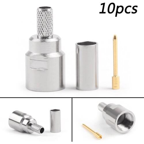 Artudatech 10Pcs FME Male Plug Crimp Connector RF Coax Adapter For RG58 RG142 RG400 LMR195 Jack Parts