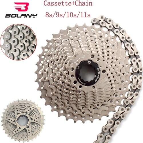 BOLANY Road Bike Cassette 8S 9S 10S 11S Bicycle Freewheel with Chain 11-25/28/32/36T Bike Sprocket Derailleur for Shimano