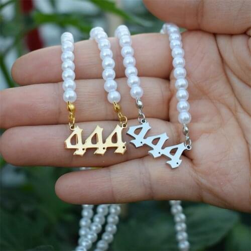 111 222 333 444 555 777 888 999 666 Devil Necklace Pearl Chain Minimalist Jewelry Angel Number Necklaces