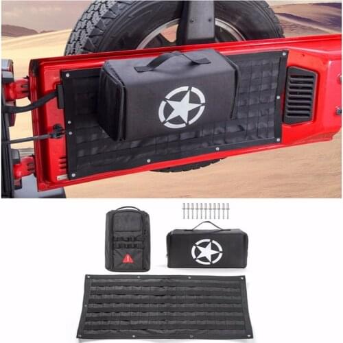 For Jeep Wrangler JK CJ TJ JL 2007-2019 Tailgate Cover Storage Bag Organizer Bags Stowing Tidying Pocket Black Car Accessory