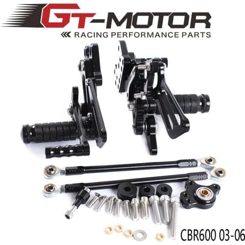 GT Motor - Full CNC Aluminum Motorcycle Adjustable Rearsets Rear Sets Foot Pegs For HONDA CBR600RR 2003-2006