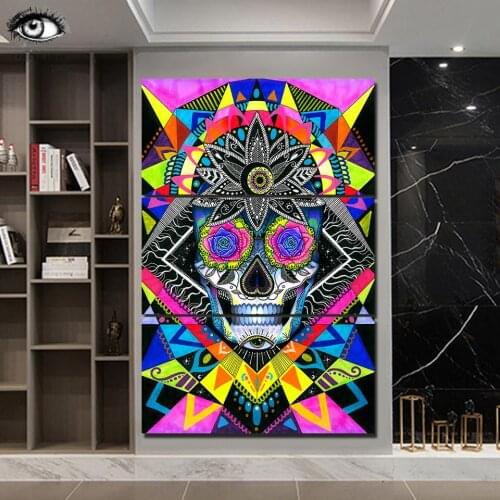 Sugar skull by Pixie Cold Art HD print 3 piece canvas art Wall Pictures For Living Room With Frame Decorative Pictures CU-3351C