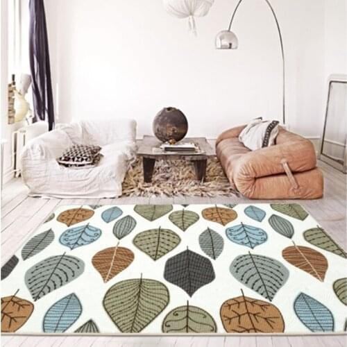 Natural Leaves Printed Carpets and Rugs For Living Room Bedroom Cartoon Geometric Non-Slip Floor Mats Coffee Table Sofa Tapete
